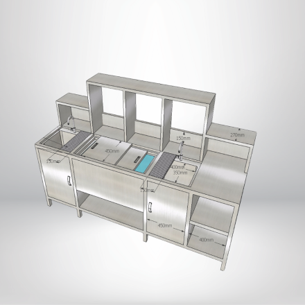  QUẦY PHA CHẾ INOX CÓ KỆ 1 TẦNG