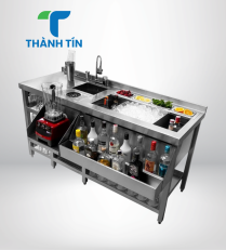 QUẦY PHA CHẾ INOX CÓ RAIL ĐỰNG SIRUP