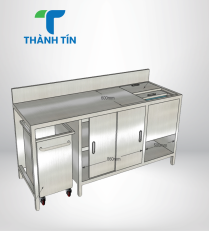 QUẦY THÙNG ĐÁ CÓ THÙNG RÁC DI ĐỘNG