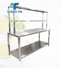BÀN INOX 2 TẦNG CÓ KỆ PHẲNG TRÊN BÀN