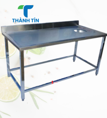 BÀN SƠ CHẾ  INOX CÓ LỖ XẢ RÁC