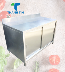 QUẦY TỦ INOX CỬA LÙA 2 CÁNH