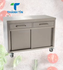 TỦ INOX DI ĐỘNG CÓ 2 HỘC KÉO