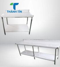 BÀN INOX 2 TẦNG CÓ GÁY