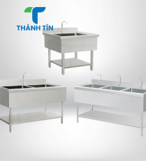CHẬU RỬA INOX 1,2,3 HỘC, ỐP 3 MẶT, CÓ KỆ PHẲNG DƯỚI