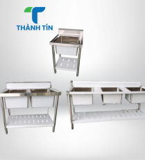 CHẬU RỬA 1,2,3 HỘC CÓ KỆ ĐỤC LỖ DƯỚI