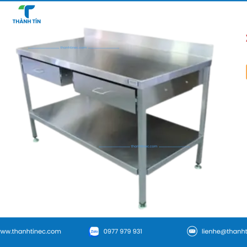 BÀN 2 HỘC KÉO INOX