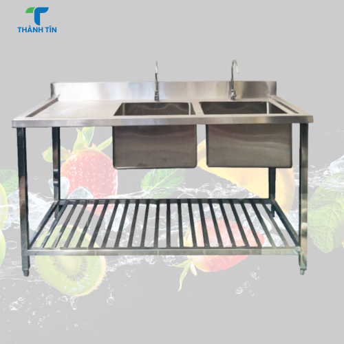 CHẬU RỬA 1, 2 HỘC CÓ CÁNH,  CÓ KỆ SONG DƯỚI