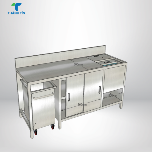 QUẦY THÙNG ĐÁ CÓ THÙNG RÁC DI ĐỘNG