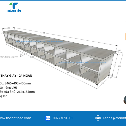 KỆ NGỒI THAY GIÀY INOX - 24 NGĂN