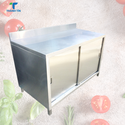 QUẦY TỦ INOX CỬA LÙA 2 CÁNH