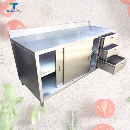 QUẦY TỦ CỬA LÙA 2 CÁNH CÓ 3 HỘC KÉO