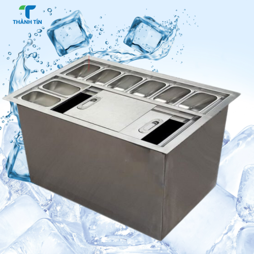THÙNG ĐÁ INOX CÓ KHAY GN