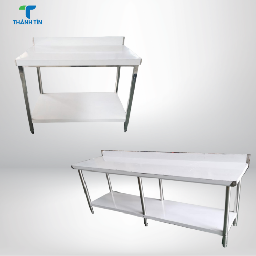 BÀN INOX 2 TẦNG CÓ GÁY