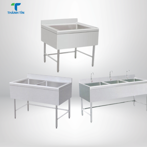 CHẬU RỬA INOX 1, 2, 3 HỘC, ỐP CHE 3 MẶT