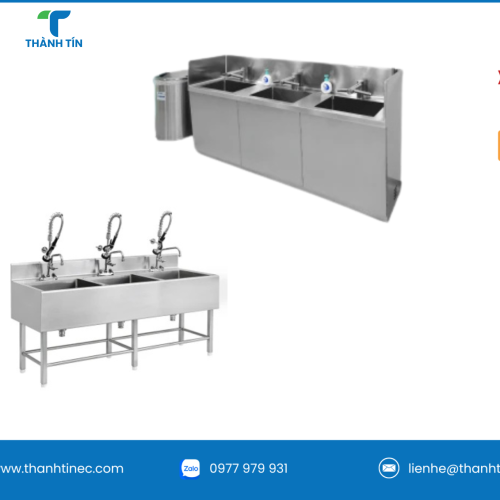 CHẬU RỬA INOX  3 HỘC PHÒNG SẠCH
