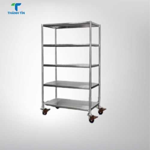 KỆ PHẲNG 5 TẦNG INOX DI ĐỘNG