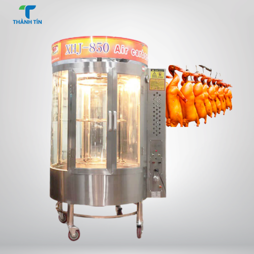 LÒ QUAY VỊT KÍNH 850 TỰ XOAY DÙNG THAN 