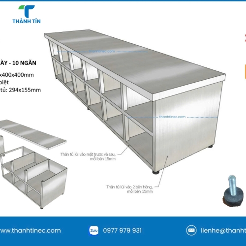KỆ NGỒI THAY GIÀY INOX - 10 NGĂN
